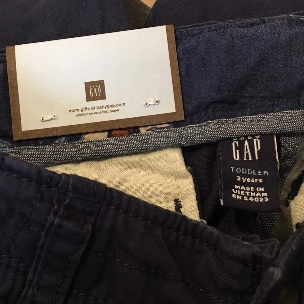 NWT~GAP Boys Toddler Navy Blue Cargo Pants Size 3 Yrs